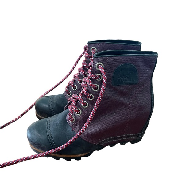 SOREL PDX Wedge Lace-Up Canvas Leather Waterproof Booties Boots 8 - Picture 1 of 12